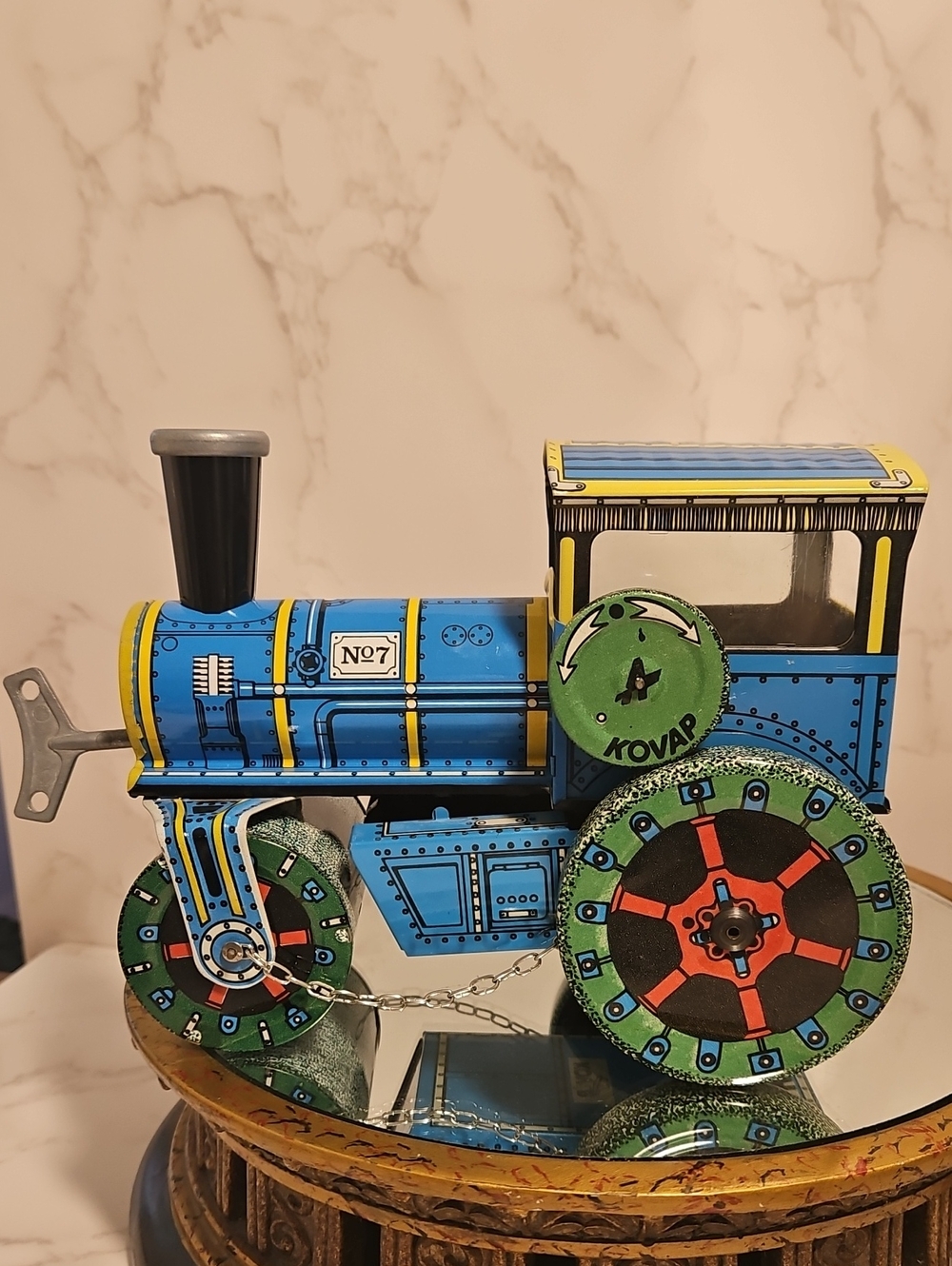 Vintage Metal Wind Up Train With Key
